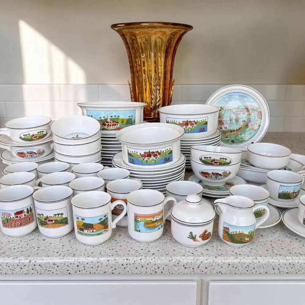 Villeroy & Boch Naif Creamer Sugar Bowl Set Country Farmhouse Village